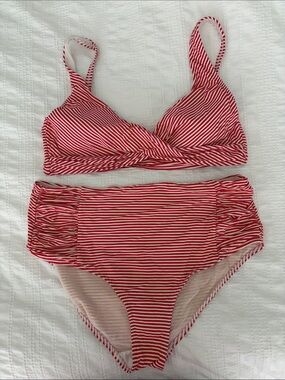 Red & White Striped Two-Piece Bikini